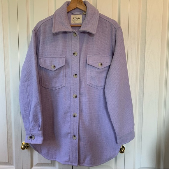 RD Style Lavender Purple Blaire Shacket Longsleeve Shirt Jacket Women's Medium - Picture 6 of 16